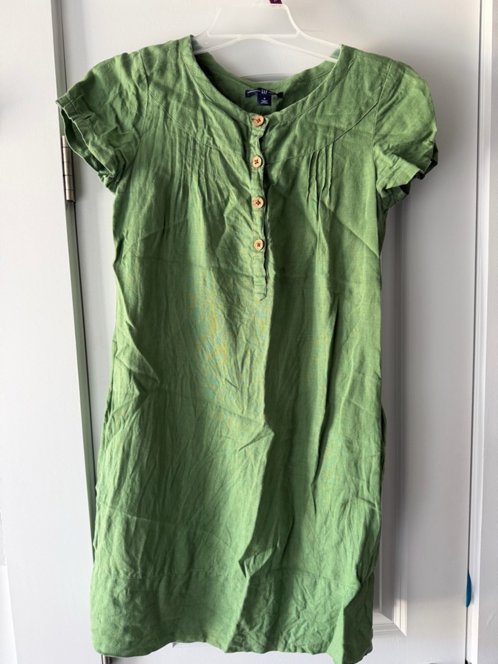 Gap Green Button-Front Linen Dress